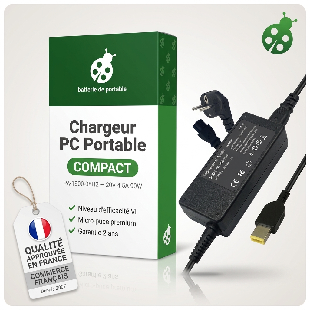 Cargador para ordenador portatil y notebook lenovo thinkpad t570 prise carre jaune