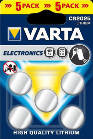  5 piles lithium bouton varta cr2025